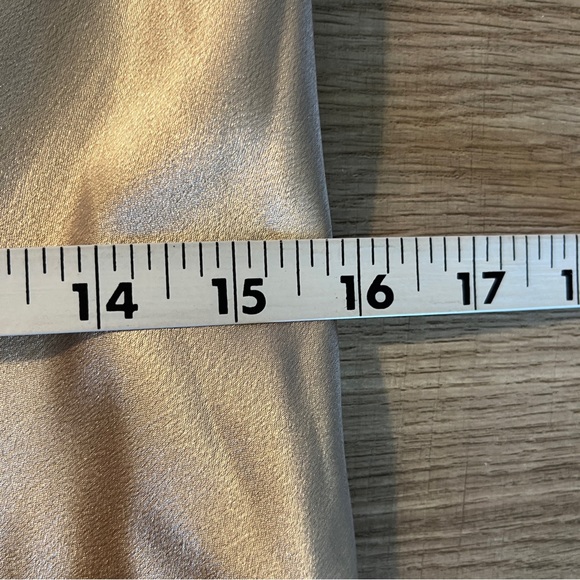 Birdy Grey Dress Size Medium Gold Satin Spaghetti Strap Cowl Neck Ruched Formal - Picture 11 of 12